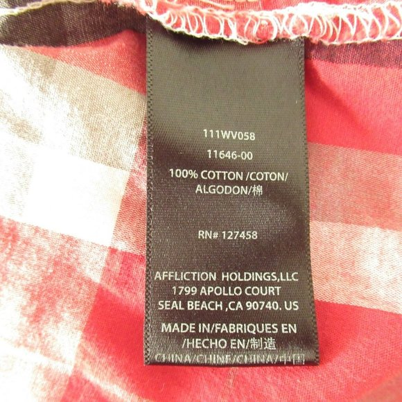 Affliction Red Plaid Women's Blouse - Picture 6 of 6